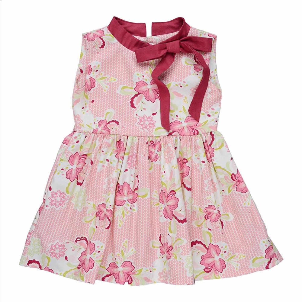 Floral Tunic with super cute details pink maroon